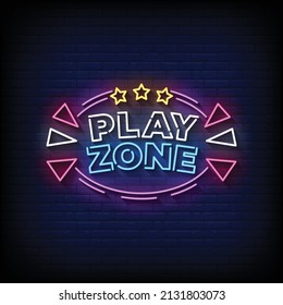 Play Zone Neon Signs Style Text Vector