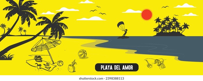  Playa del Amor (Hidden Beach), Mexicoeps beach beautiful vector illustration