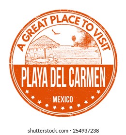 Playa del Carmen grunge rubber stamp on white background, vector illustration