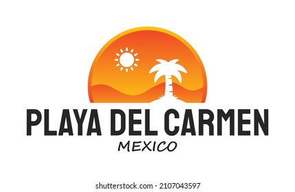 Playa del Carmen for logo, banner, t-shirt print. Vector illustration