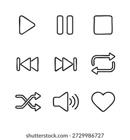 Playback control icons for music applications