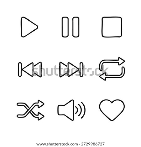 Playback control icons for music applications