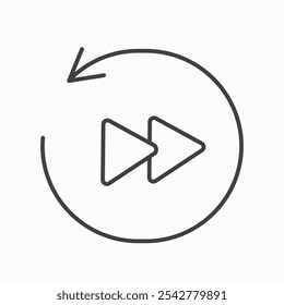 Ícone de reprodução em traçado com contorno preto e branco