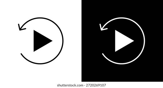 Icono de reproducción. Icono de diseño plano simple en blanco y negro