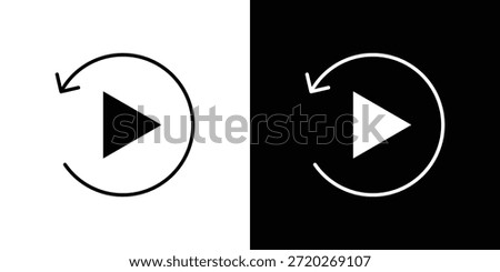 Playback icon. Black and white simple flat design icon