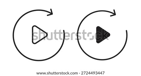 Playback icon illustration, thin line vector, web design sign,