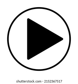 Playback icon on a white isolated background. Black play symbol in a circle. Vector illustration
