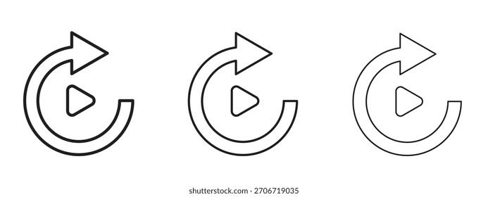 Icono de reproducción con estilo de contorno, diseños de Ilustración vectorial