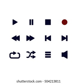 Playback Icon Set. Icons for audio player in vector