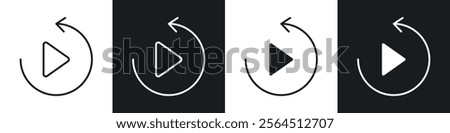 Playback icons collection in black filled and line style.