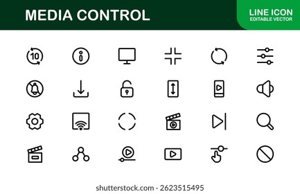 Playback and Media Control Icons. Stylish, Scalable Symbols for Audio, Video, Streaming, and Digital Entertainment User Interfaces
