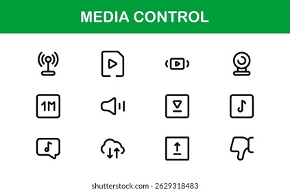 Playback and Media Control Icons. Stylish, Scalable Symbols for Audio, Video, Streaming, and Digital Entertainment User Interfaces
