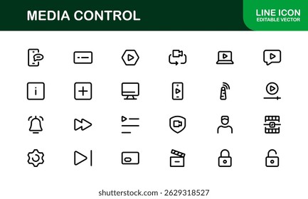 Playback and Media Control Icons. Stylish, Scalable Symbols for Audio, Video, Streaming, and Digital Entertainment User Interfaces