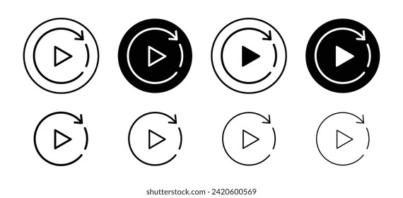 Playback vector icon set collection. Playback Outline flat Icon.