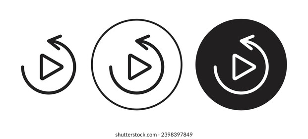 Playback vector illustration set. Playback replay button restart video reset button suitable for apps and websites UI designs.