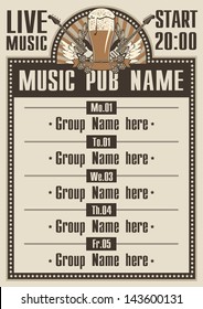 Playbill For The Musical Pub With Live Music