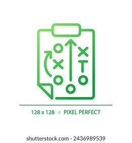 Playbook gradient linear vector icon. American football play strategy. Team guide. Developing tactics and strategies. Thin line color symbol. Modern style pictogram. Vector isolated outline drawing