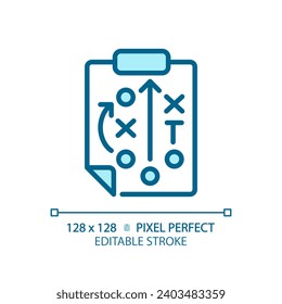 Playbook light blue icon. American football play strategy. Team guide. Planning game. Developing tactics. RGB color sign. Simple design. Web symbol. Contour line. Flat illustration. Isolated object