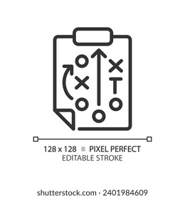 Playbook linear icon. American football play strategy. Team guide. Planning game. Developing tactics and strategies. Thin line illustration. Contour symbol. Vector outline drawing. Editable stroke