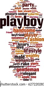 Playboy word cloud concept. Vector illustration