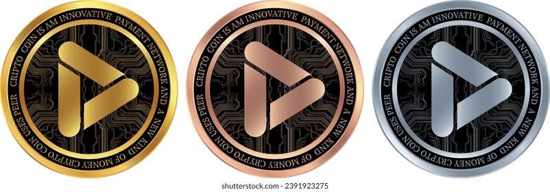 playdapp-pla virtual currency logo. vector illustrations. 3d illustrations.