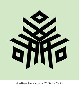 PLAYED ABSTRACT MONOGRAM DESIGN. LIGHT GREEN BACKGROUND.