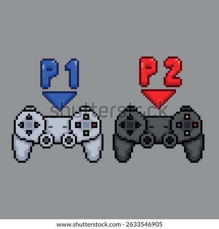 Player 1 and player 2 controls, pixel art