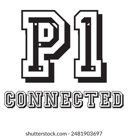 Player 1 connected typography graphic print , Abstract fashion drawing and creative design for t-shirts, mugs, graphic tee, sweatshirt, cases, etc. Illustration in modern style for clothes