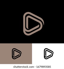 Player, Audio Player Icon. Audio And Video Emblem. Triangle Mobius Logo. Rounded Triangle Consist Of Strips. 