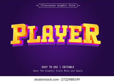 Jugador Avatar Vector Efecto de texto Neon Gaming