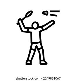 player badminton line icon vector. player badminton sign. isolated contour symbol black illustration