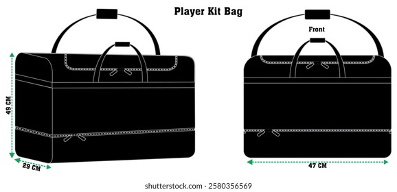 Player Bags for Men Women, Sports Duffel Bag, Travel Gym Bag with Shoes Compartment, Vector Illustration, Bag Outline Template, Vector Clip Art Template