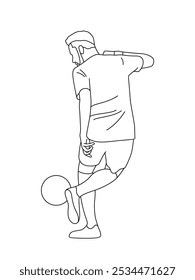 Player Ball Control Illustration Line Vector. Football Skill Line Art Graphic Vector. Football Player Ball Control Skill Line Art Illustration