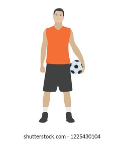Player with ball in hand, handball flat icon 
