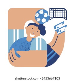 Spieler mit dem Ball. Handball. Team-Sport. Spiel. Vektorillustration skizzieren