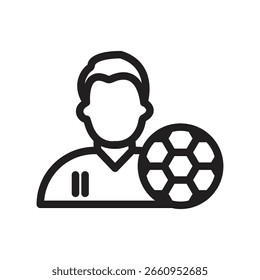Player With Ball Vector outline icon. Eps 10 file