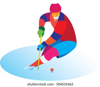 The player in bandy runs in rapid attack
