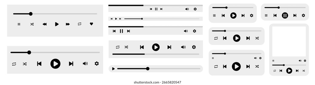 Player bar. Media player vector.