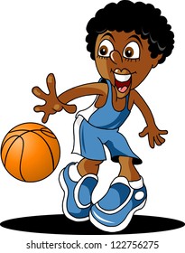 player in basketball at the background of basketball rings (vector);