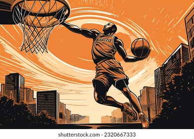 a player basketball with ball jump