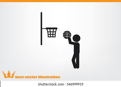 player basketball icon vector illustration eps10. Isolated badge for website or app - stock infographics.