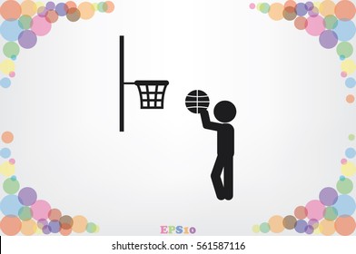 player basketball icon vector illustration eps10. Isolated badge for website or app - stock infographics