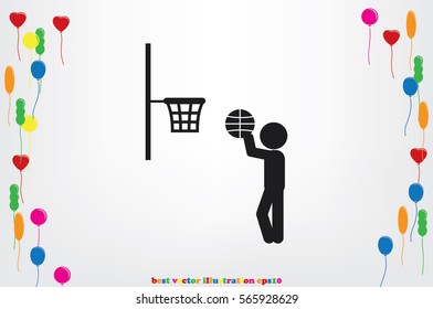 player basketball icon vector illustration eps10. Isolated badge for website or app - stock infographics.