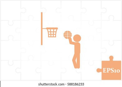 player basketball icon vector illustration eps10. Isolated badge for website or app - stock infographics