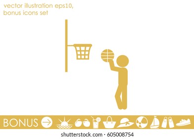 player basketball icon vector illustration eps10. Isolated badge for website or app - stock infographics