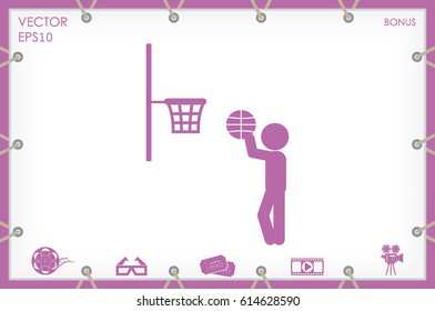 player basketball icon vector illustration eps10. Isolated badge for website or app - stock infographics