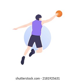 Player basketball slam dunk simple isolated vector logo design