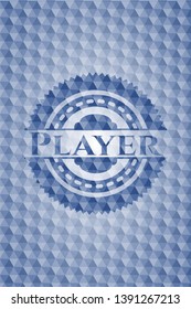 Player blue hexagon badge. Vector Illustration. Detailed.
