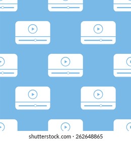 Player blue with white seamless pattern for web design. Vector symbol