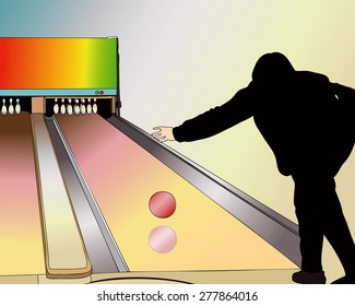 A player at the Bowling - Illustration representing a player throwing a bowling ball